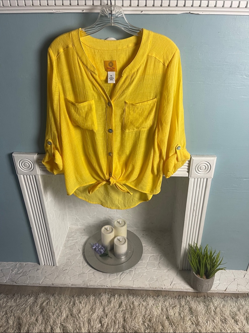 Ruby Rd. Yellow Tie-Front Lightweight Button-Down Top